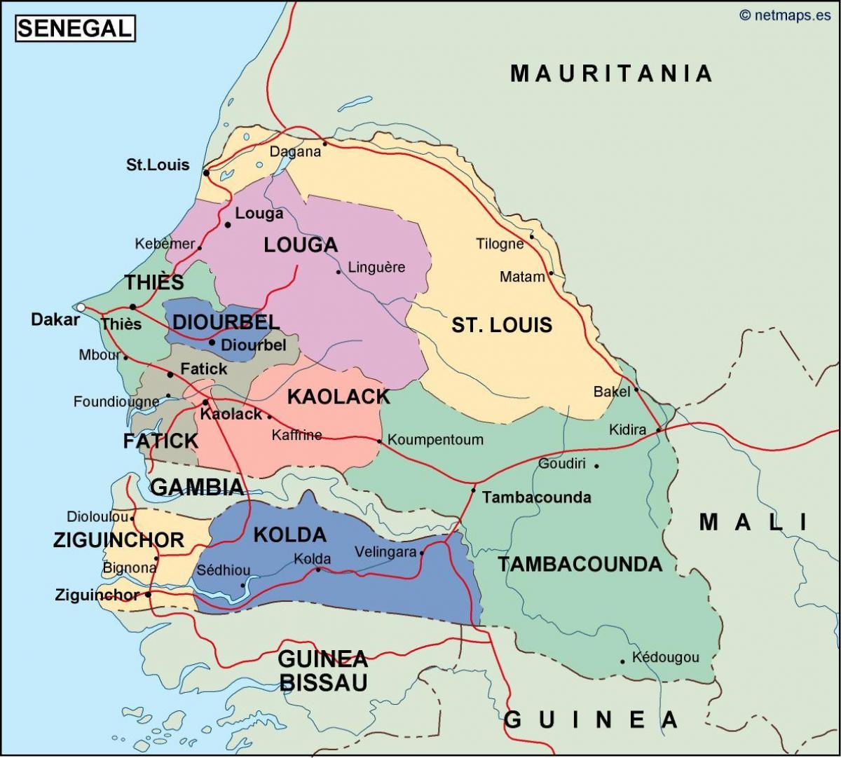 mapa ng Senegal bansa