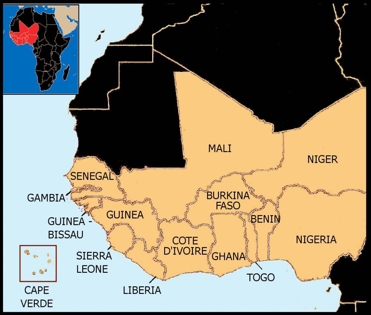 mapa ng Senegal mapa ng west africa