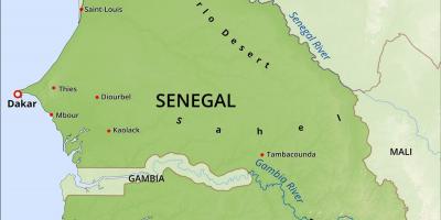 Mapa ng pisikal na mapa ng Senegal